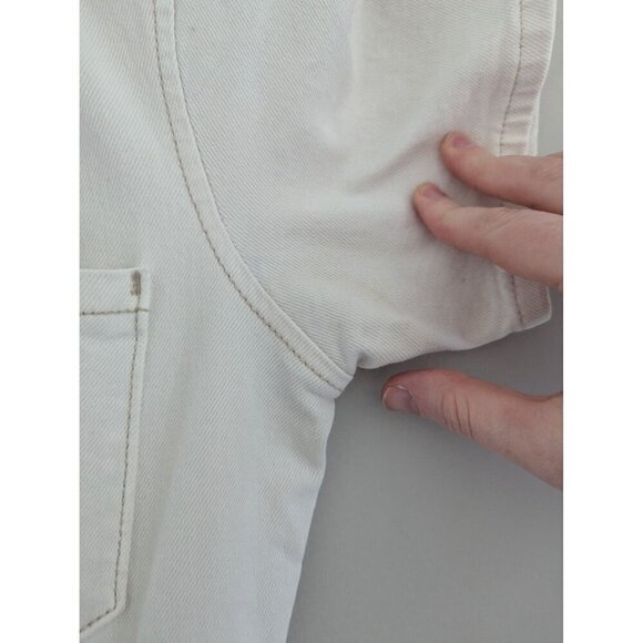 Good American Utility White Denim Belted Short Sleeve Jumpsuit Women's Size 0 - Picture 11 of 12